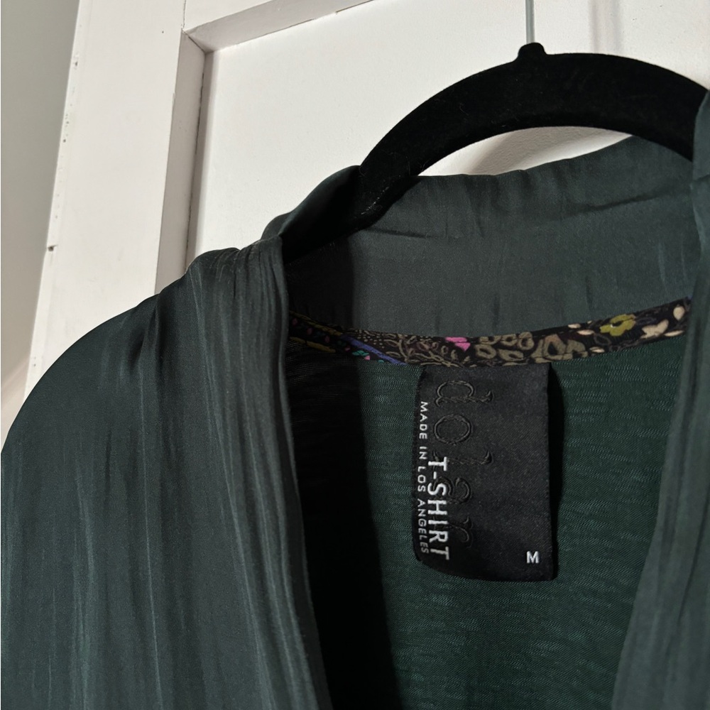 Anthropologie Dolan satin wrap blouse evergreen - Picture 3 of 5
